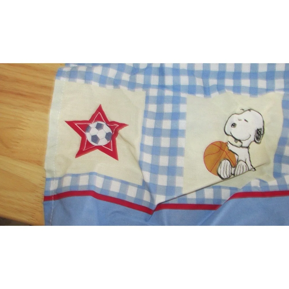 Peanuts snoopy woodstock sports‎ ball crib skirt dust ruffle basketball baseball